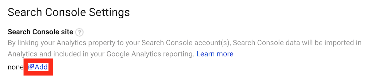 Add search console property