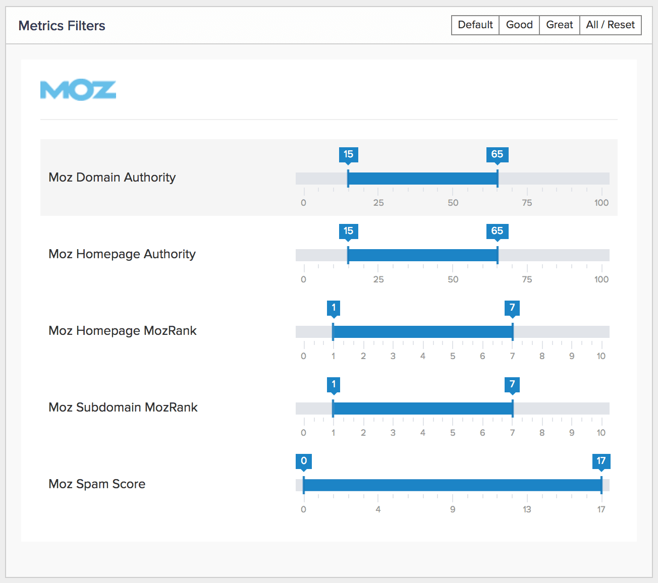 Majestic filters feature