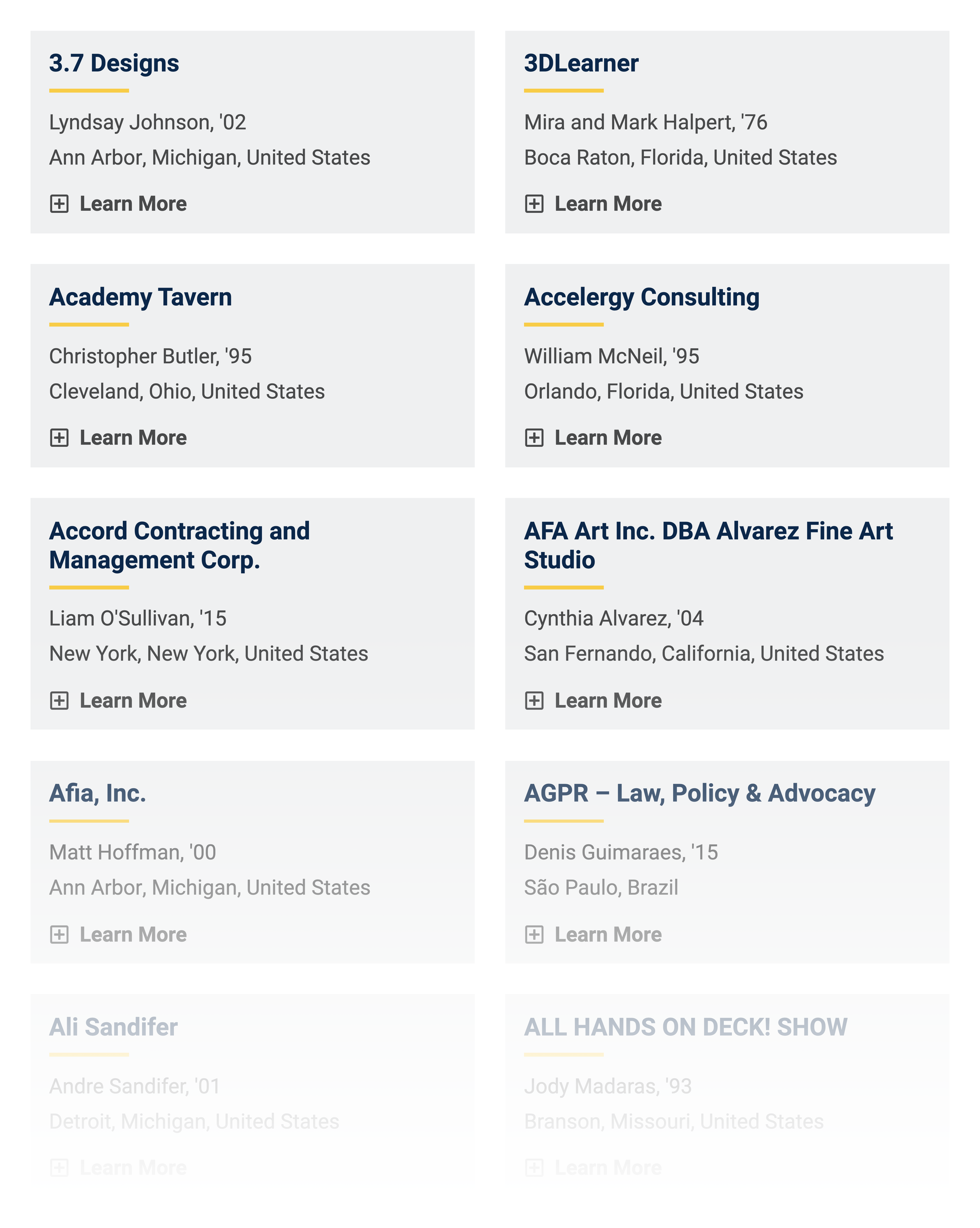 Businesses owned by Michigan alumni