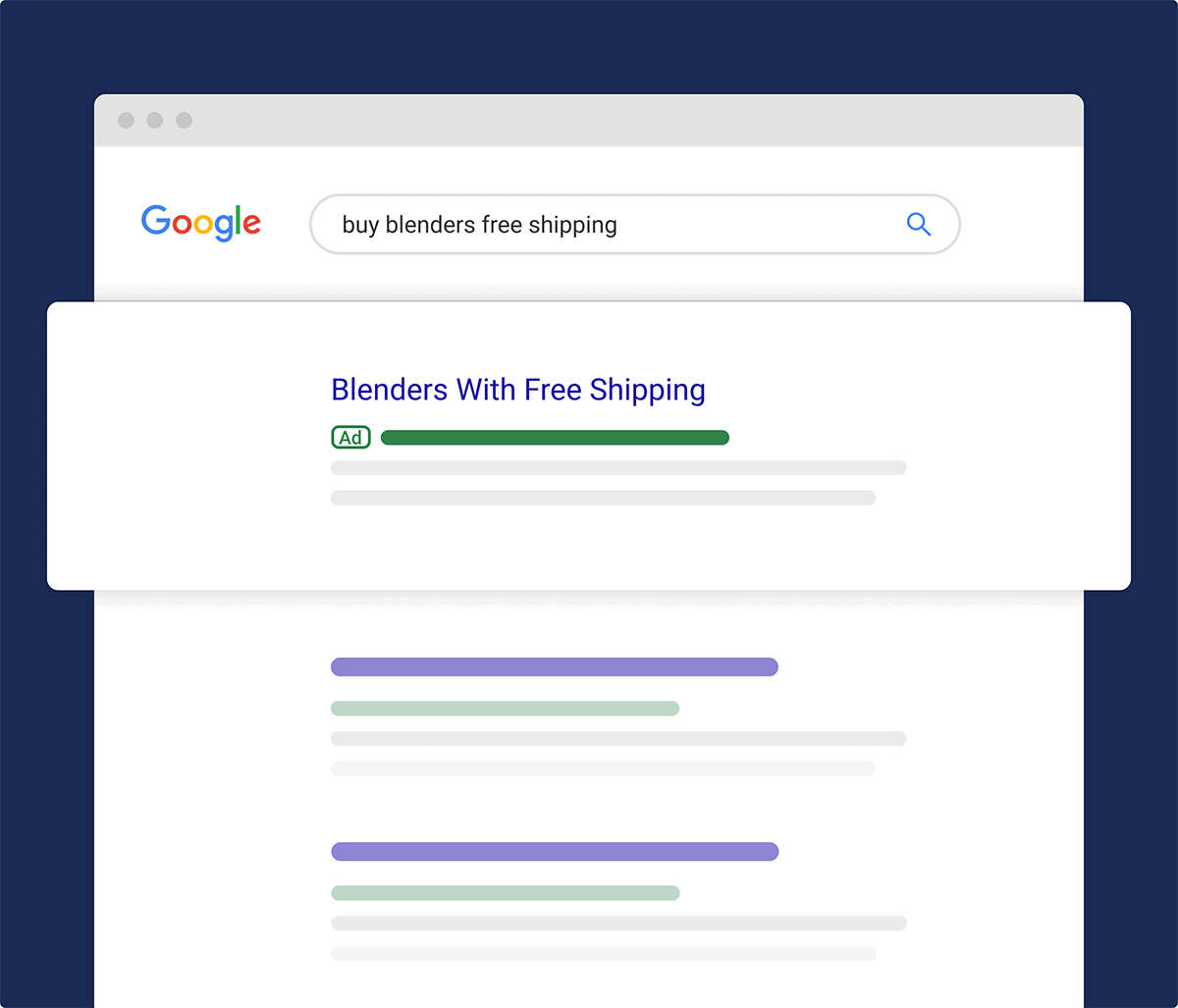 "buy blenders free shipping" Google ad