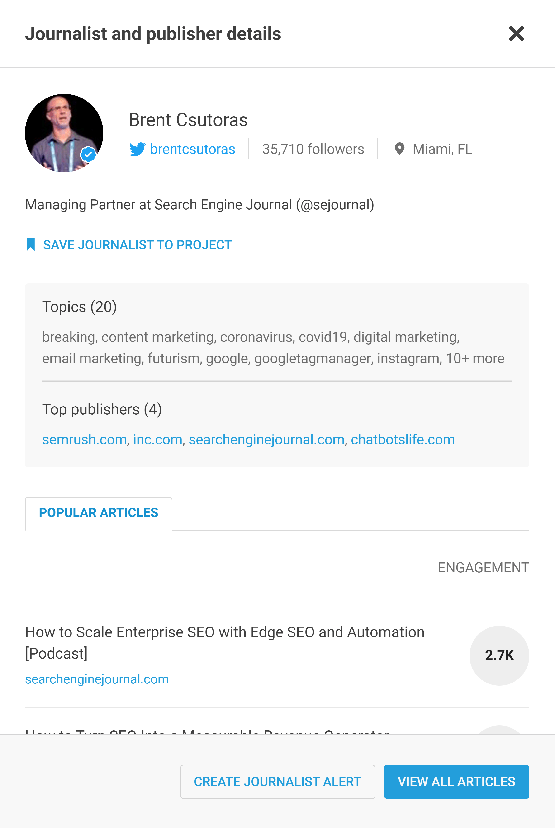 Buzzsumo – Journalist details