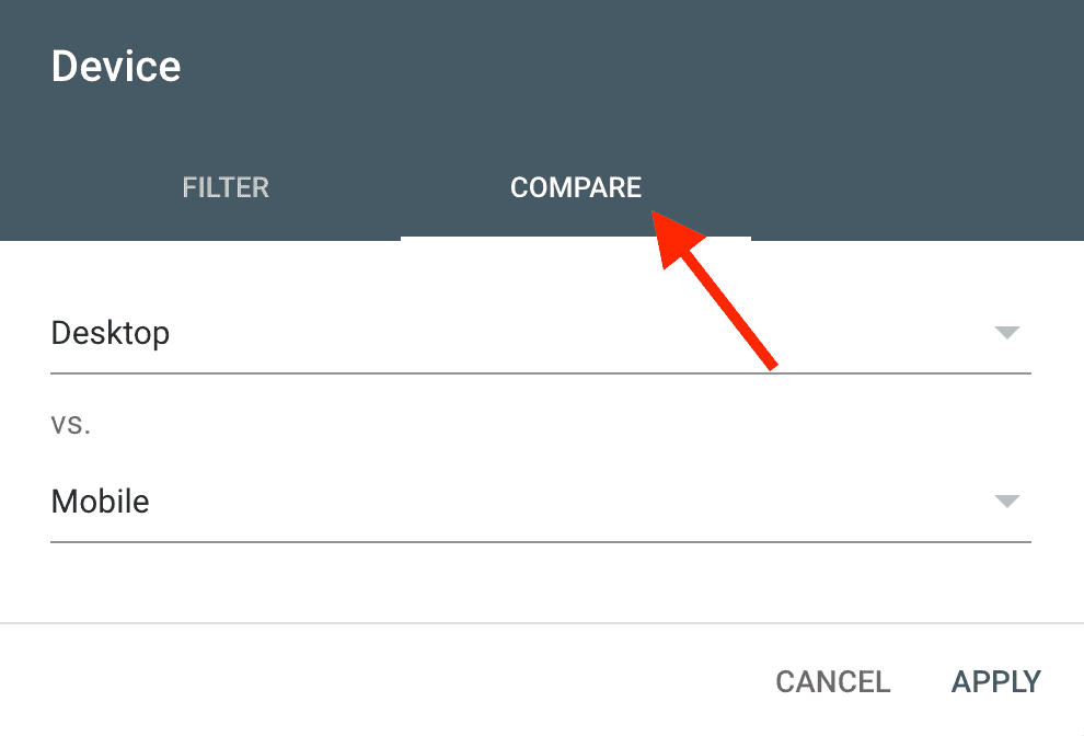 Click "Compare" next, in Google Search Console