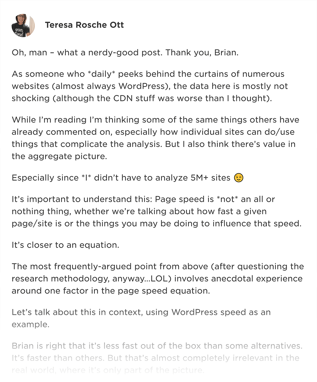 Comment from Teresa on Backlinko post