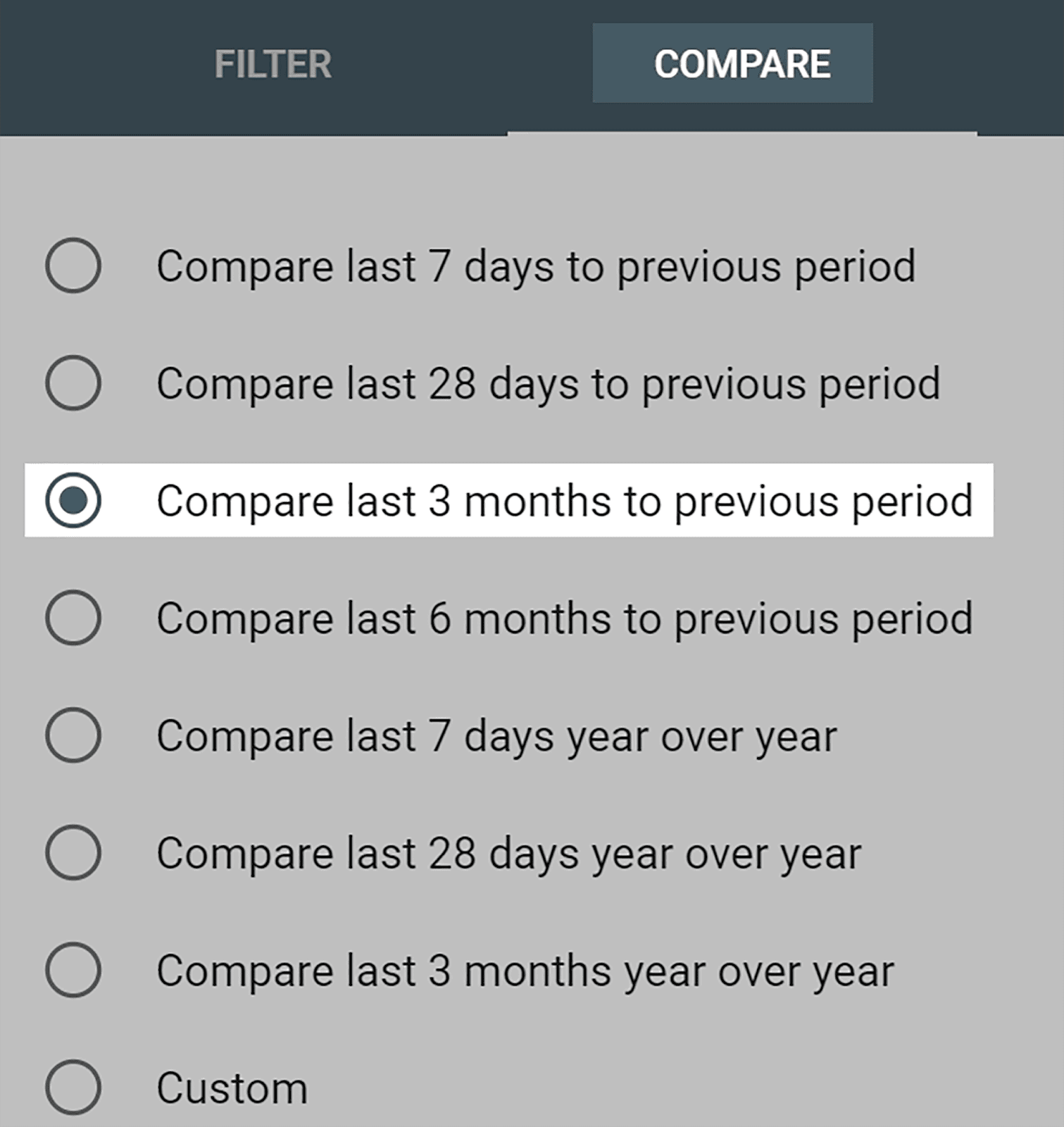 Comparing last 3 months