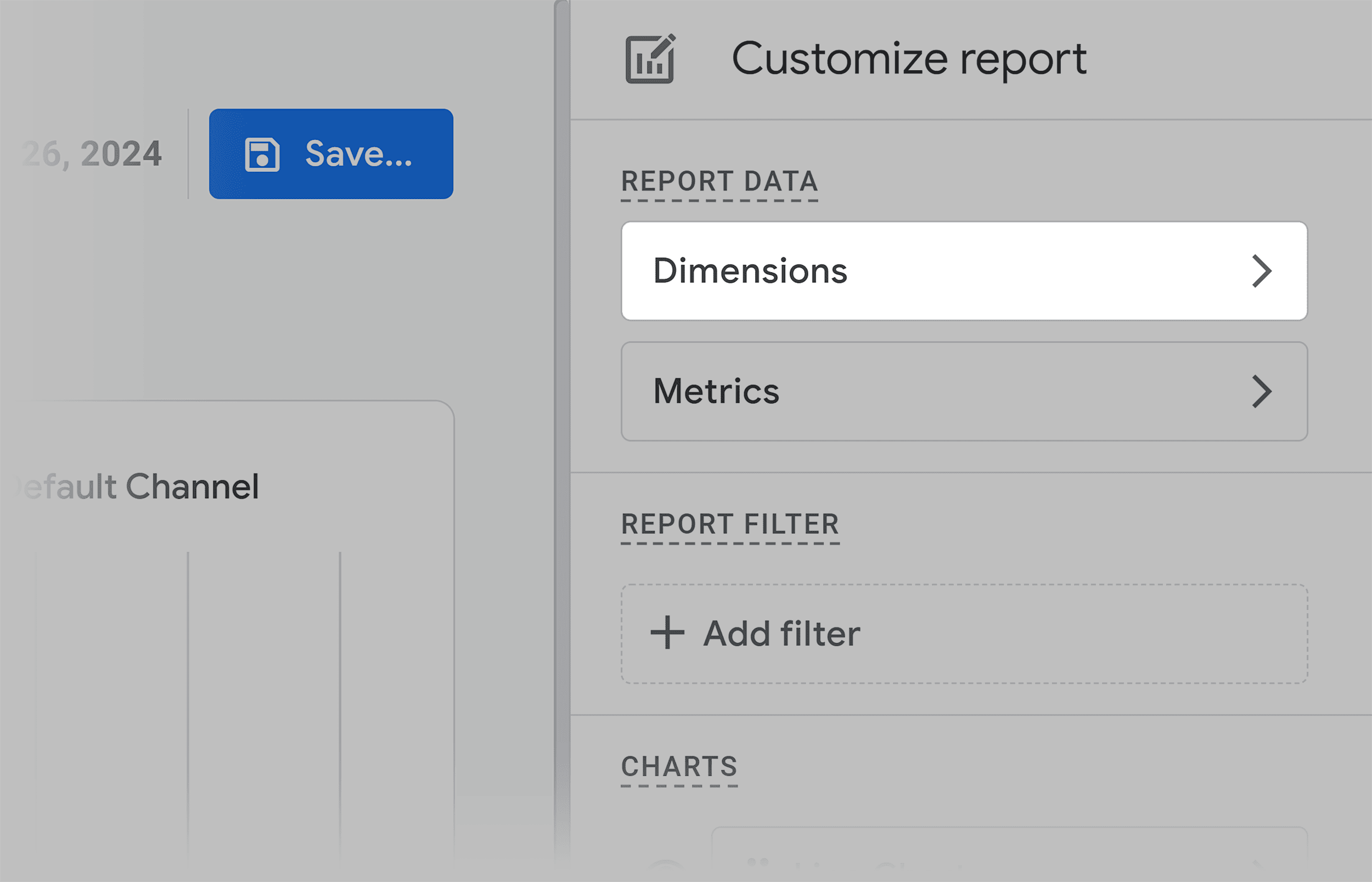 Customize report – Dimensions