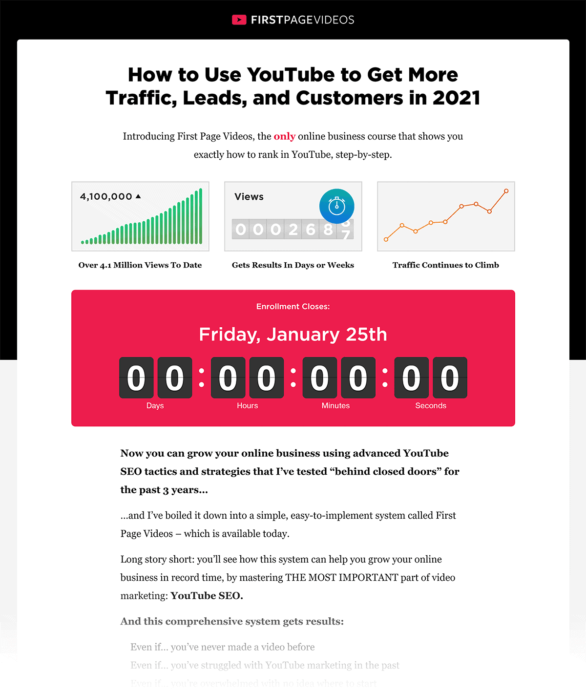 First Page Videos sales page