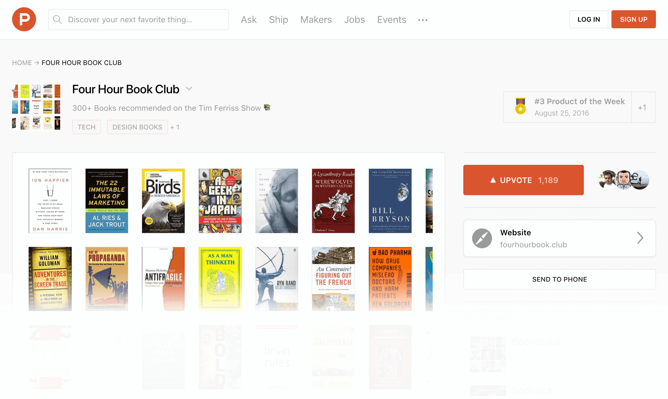 Four Hour Book Club on ProductHunt