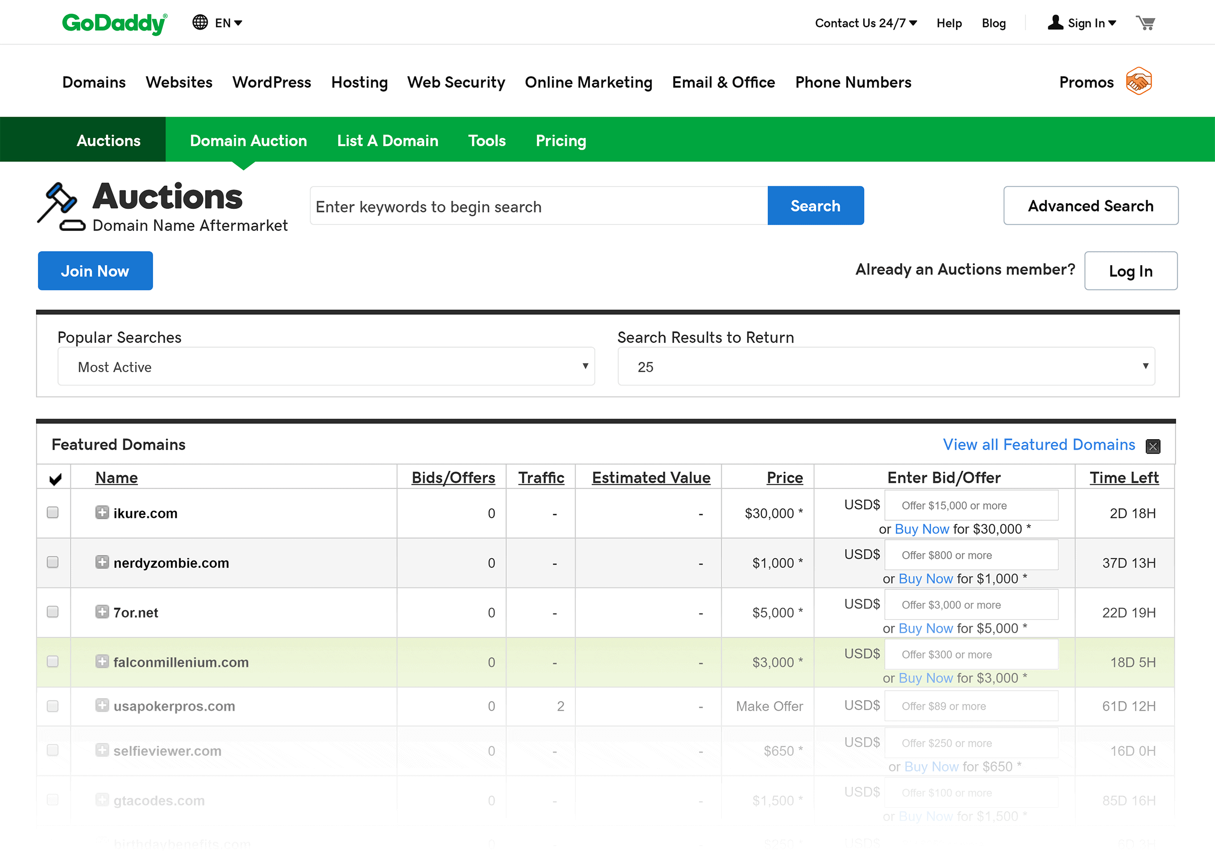 GoDaddy – Auctions