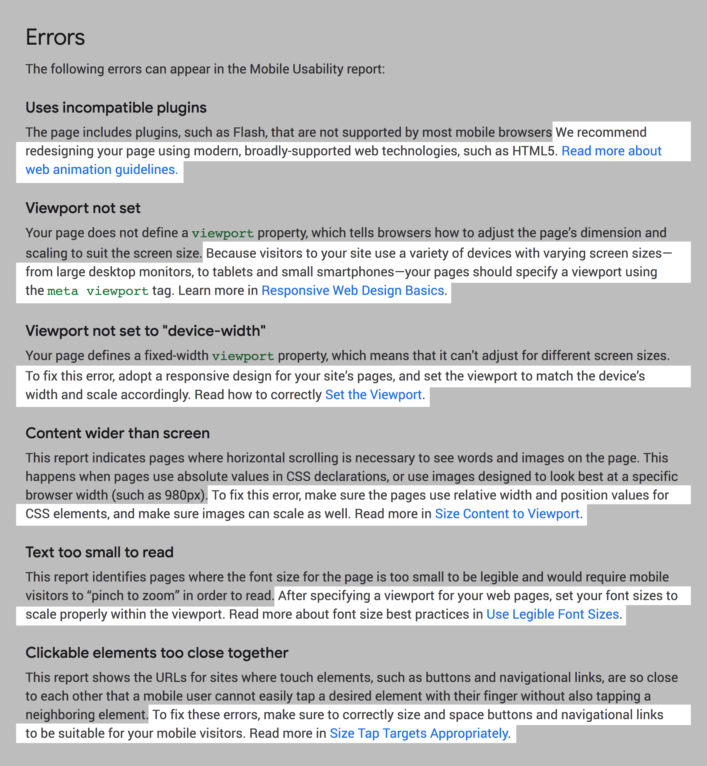 Google Search Console fixes