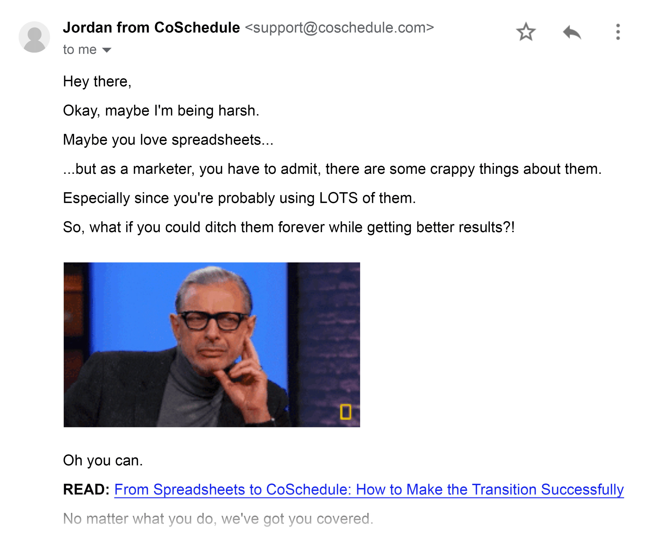 Jordan CoSchedule newsletter