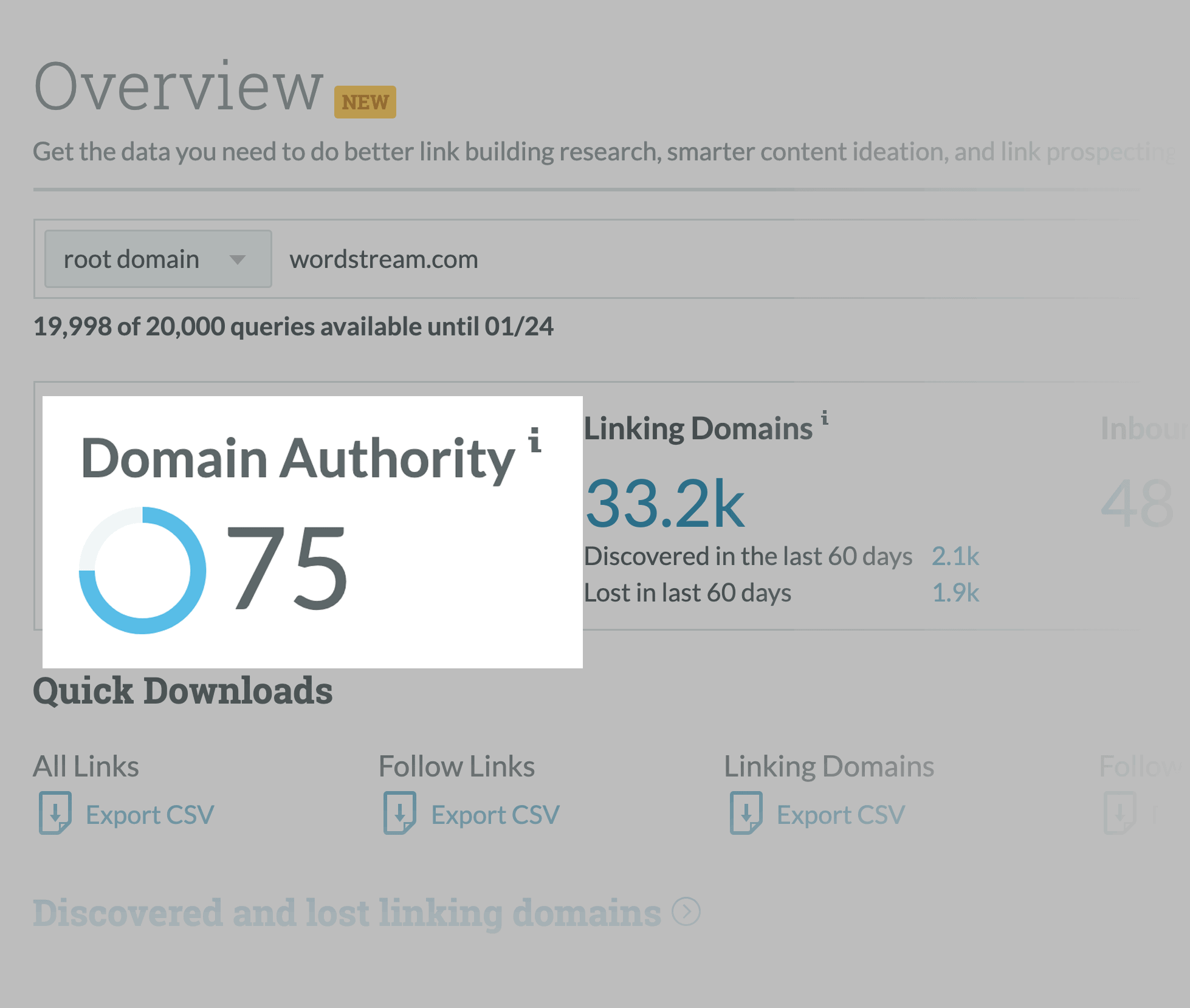 Moz Link Explorer – WordStream Domain Authority