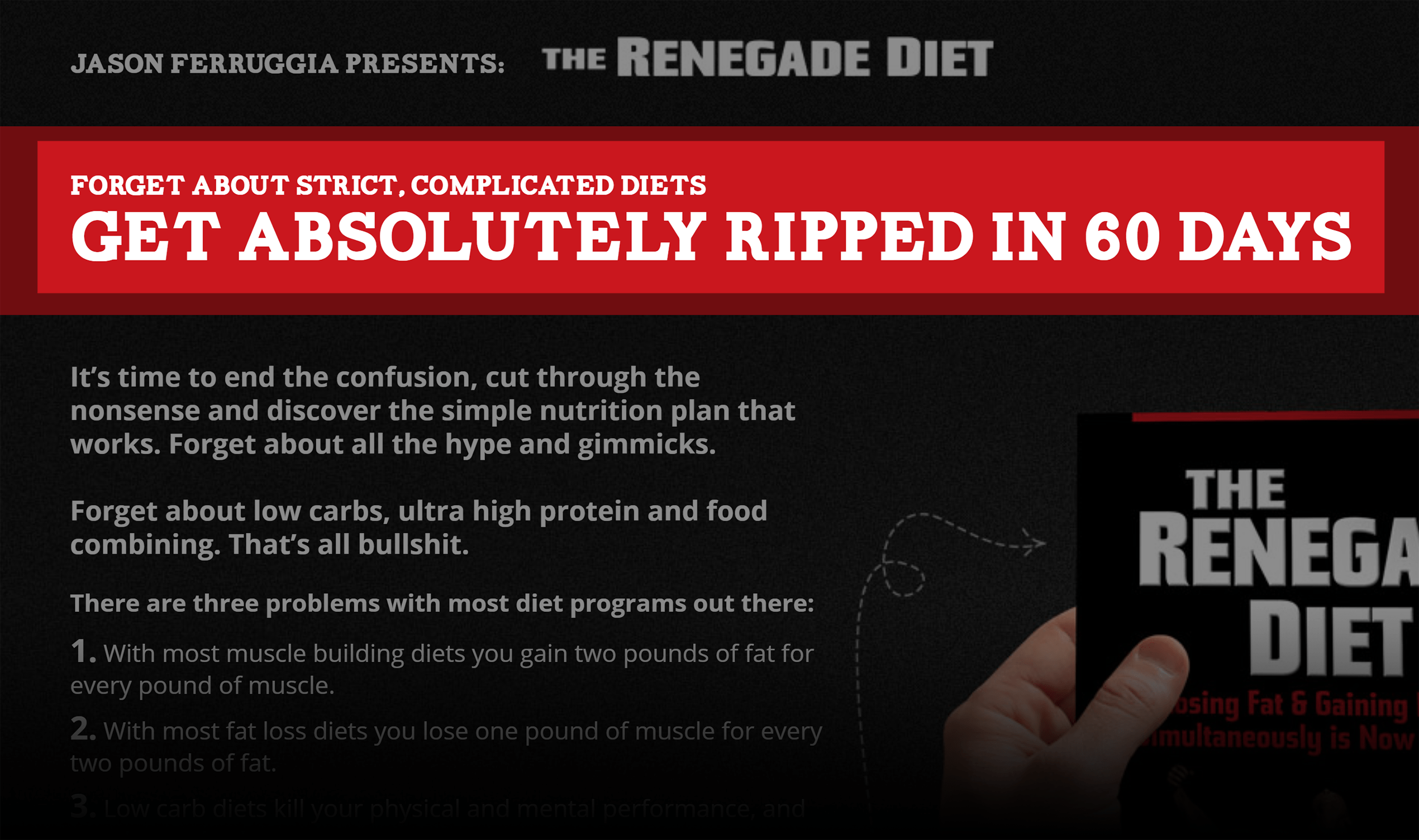 Renegade diet book – Headline promise