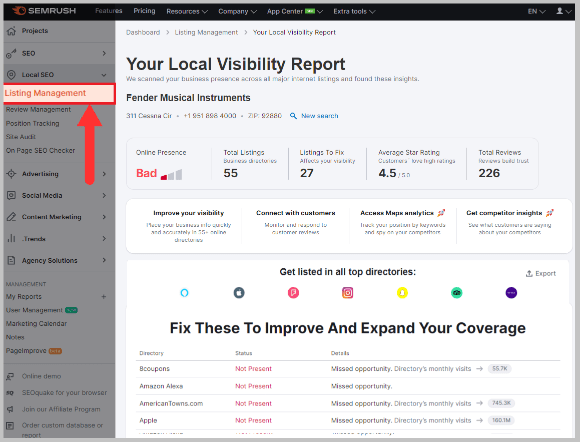 Listing Management to boost local SEO