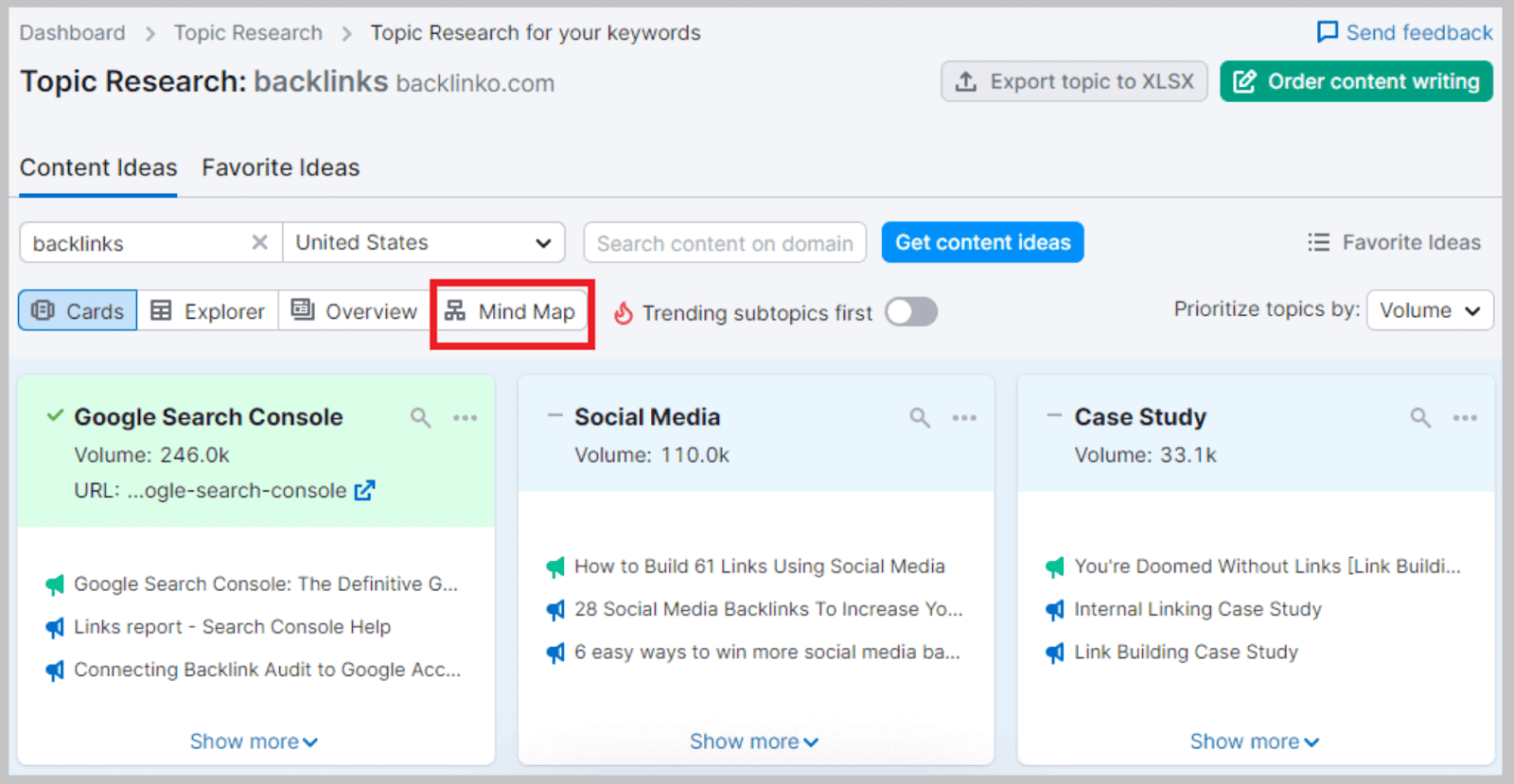 Select the Mind Map to see relevant subtopics