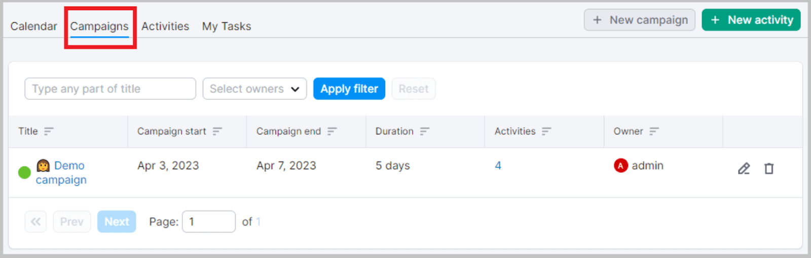 See how to start, monitor and end your campaigns