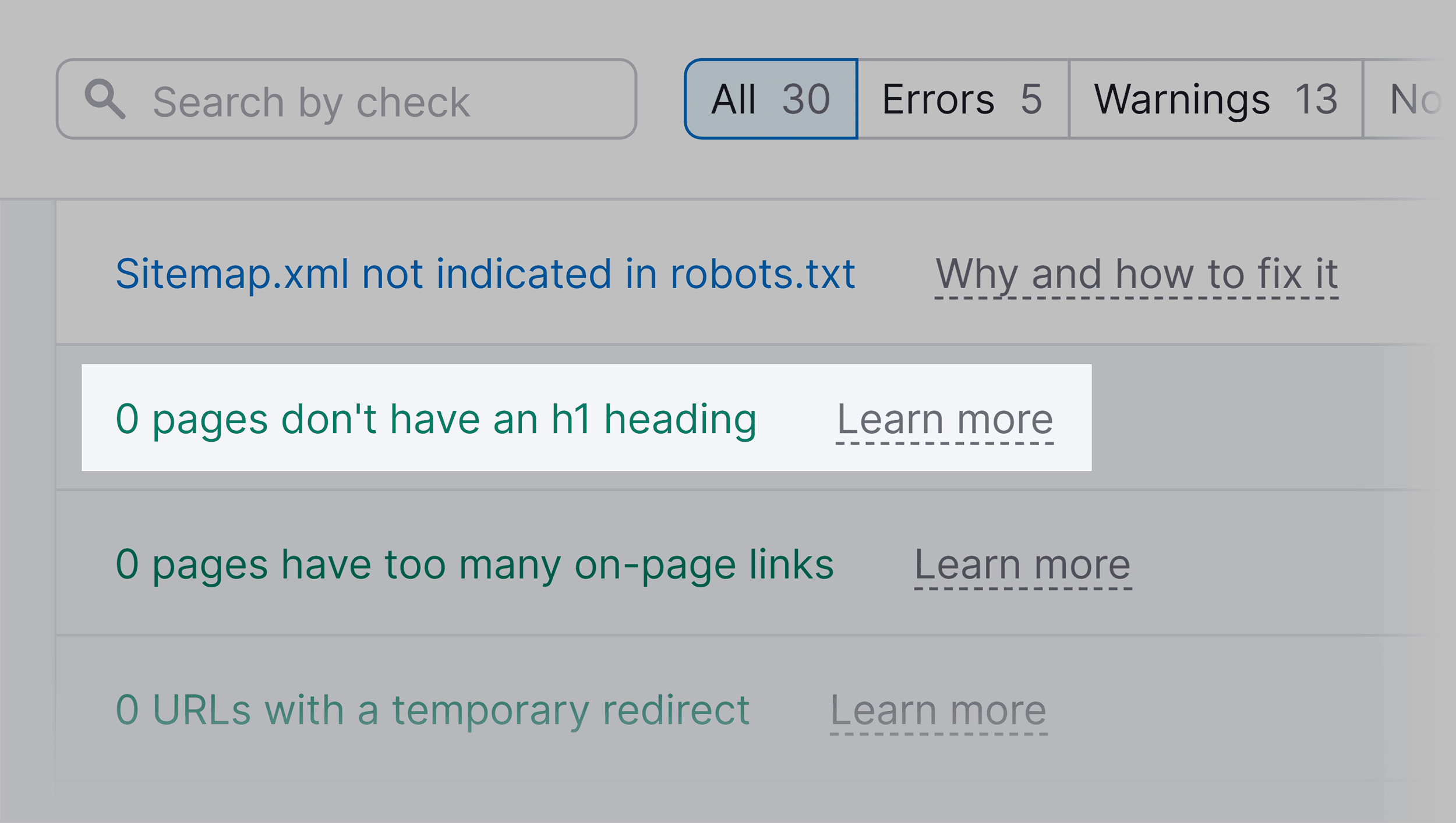 Semrush – Site Audit – Warnings