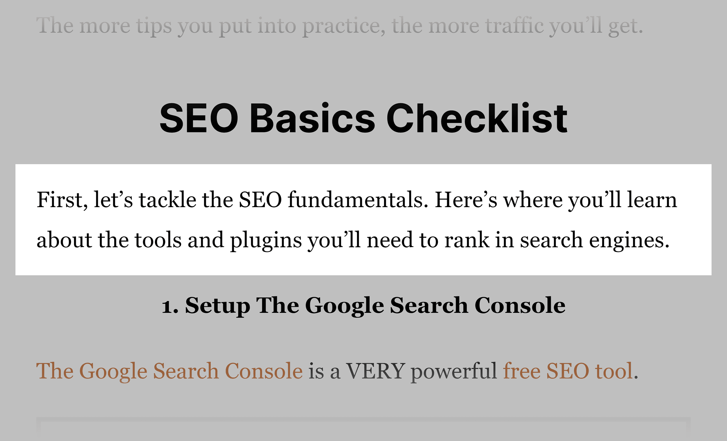 SEO checklist – Two-sentence paragraph