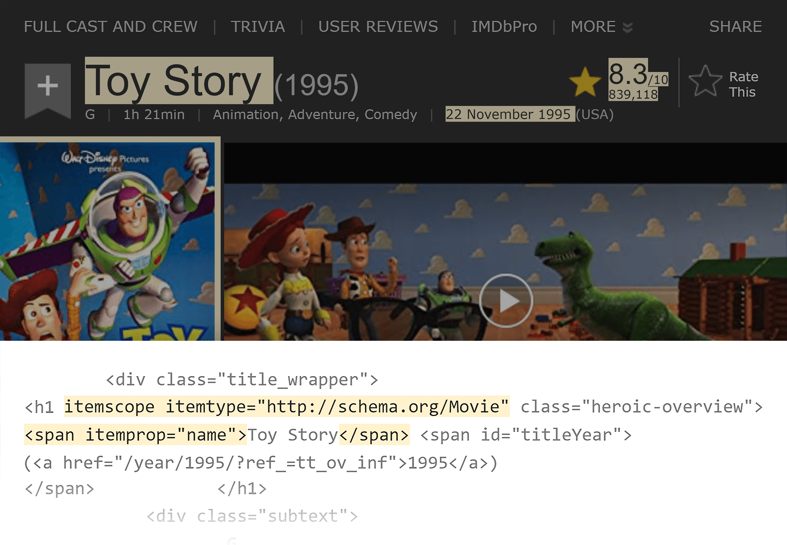 Toy Story – Structured data